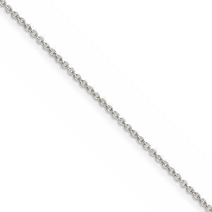 1.25mm Rhodium Plated Sterling Silver Solid Cable Chain Necklace, 20in